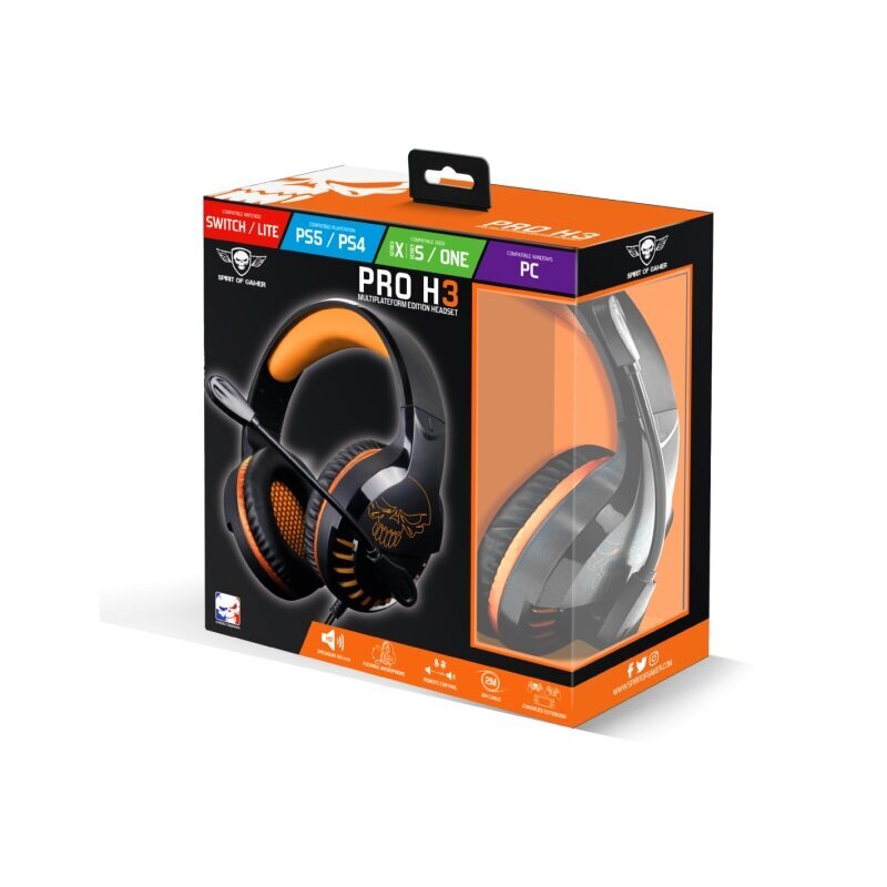 Spirit Of Gamer PRO-H3 Black Orange hinta ja tiedot | Kuulokkeet | hobbyhall.fi