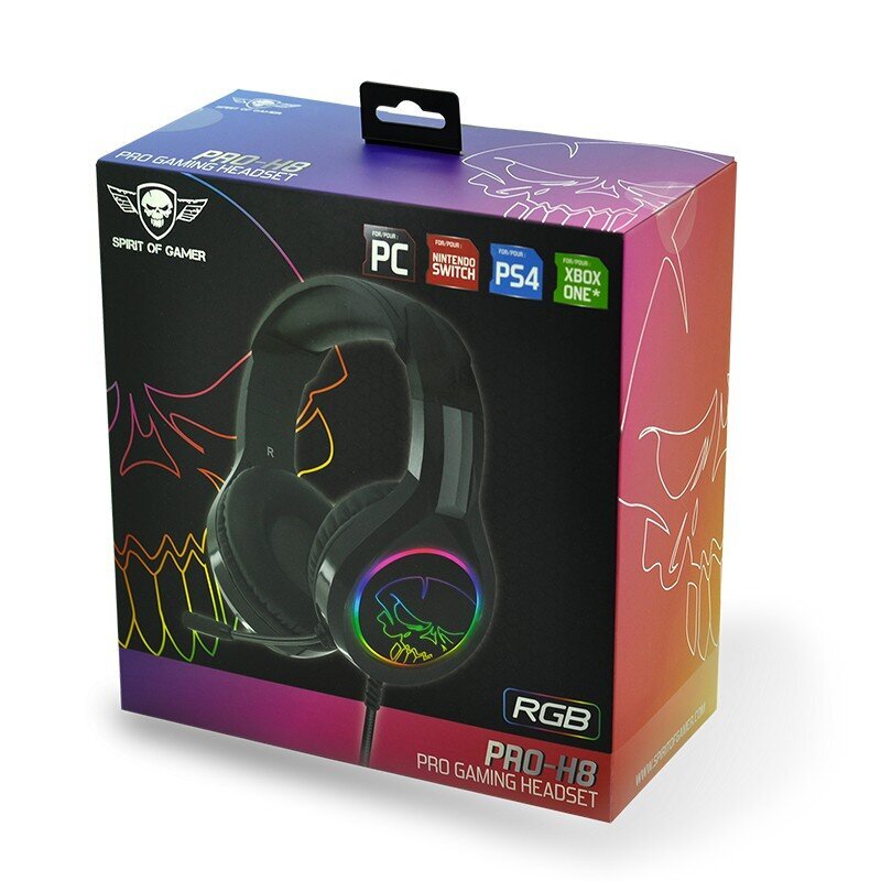 Spirit Of Gamer PRO-H8 RGB Black hinta ja tiedot | Kuulokkeet | hobbyhall.fi