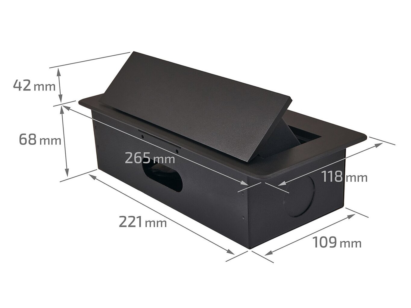 Pöydän upotettu virtaportti, jossa on 3x 230V pistorasia Multibox 1, musta hinta ja tiedot | Kytkimet ja pistorasiat | hobbyhall.fi