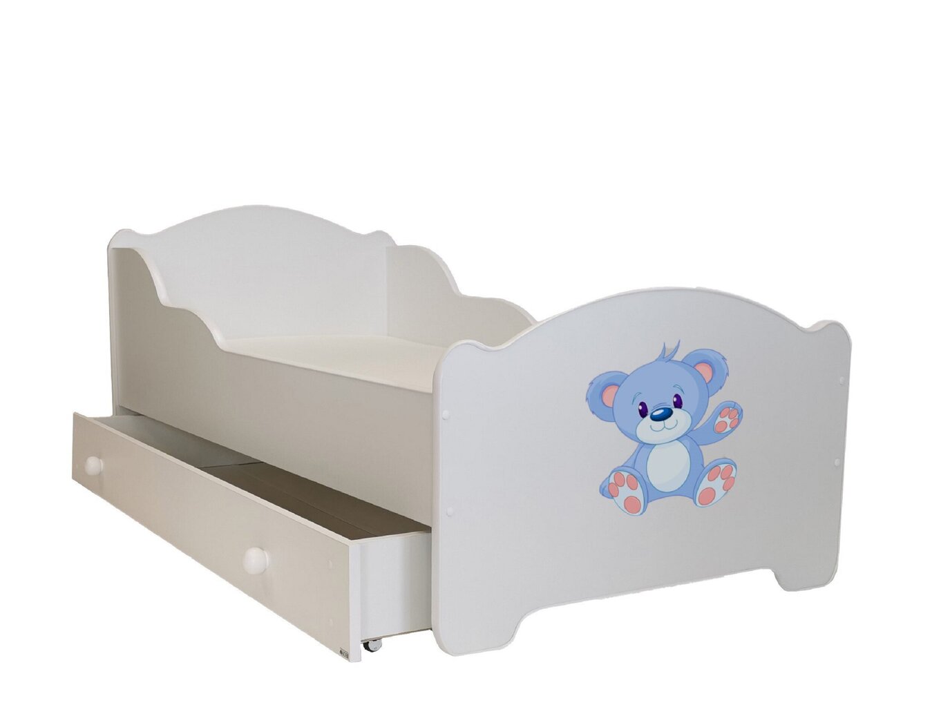 Lastensänky Adrk Furniture Amadis Blue Bear, 70x140 cm, valkoinen hinta ja tiedot | Lastensängyt | hobbyhall.fi