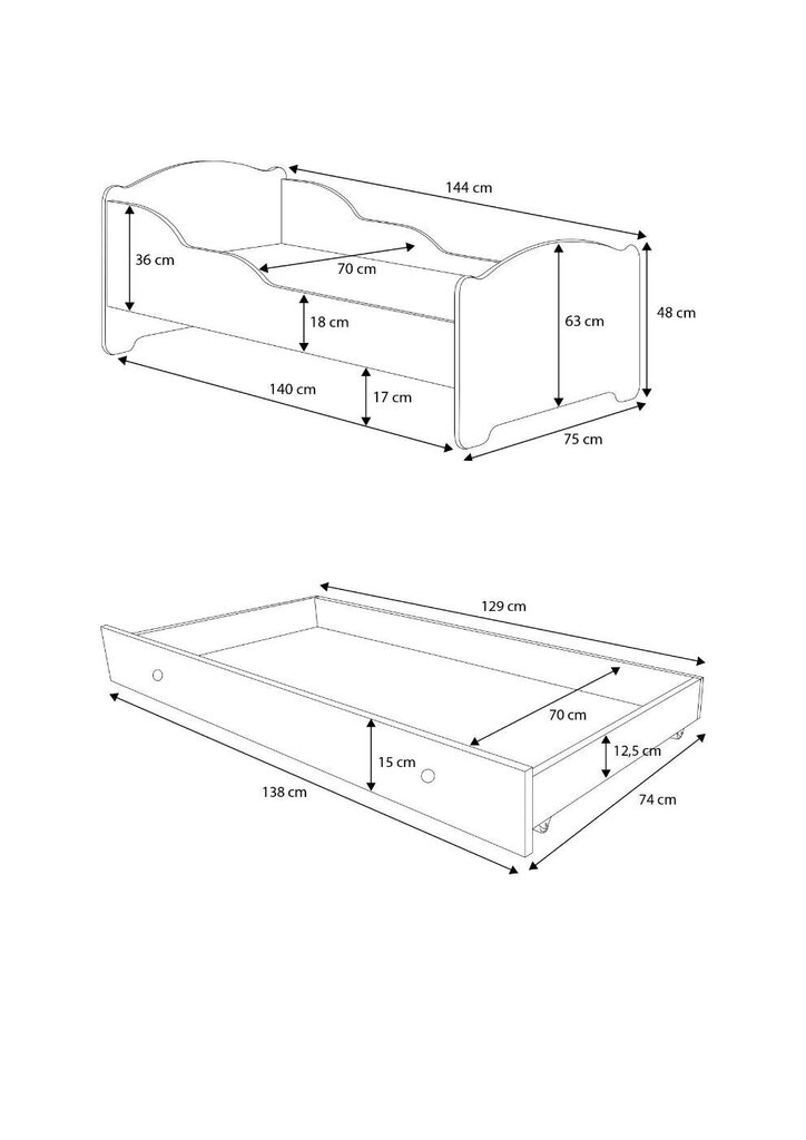 Lasten sänky Adrk Furniture Amadis Police, 70x140 cm, valkoinen hinta ja tiedot | Lastensängyt | hobbyhall.fi