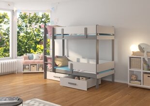 Kerrossänky Adrk Furniture Etiona 80x180 cm, valkoinen/harmaa hinta ja tiedot | Lastensängyt | hobbyhall.fi