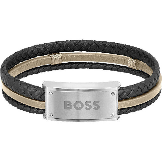 Hugo Boss Tyylikäs nahkaranneke 1580423 sHB0096 hinta ja tiedot | Miesten korut | hobbyhall.fi