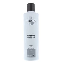 Elvyttävä shampoo normaaleille, vaurioituneille ja ohuille hiuksille Nioxin System 1 Cleanser Shampoo 300 ml hinta ja tiedot | Shampoot | hobbyhall.fi
