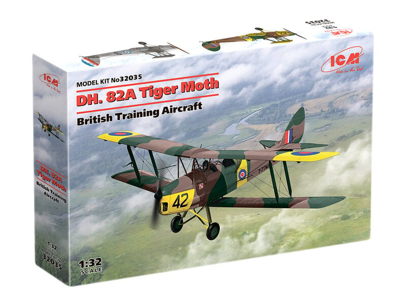 Liimattava malli ICM 32035 D.H. 82A Tiger Moth 1/32