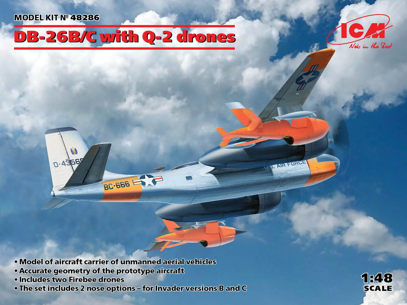 Liimattava malli ICM 48286 DB-26B / C Q-2-droneilla 1/48 hinta ja tiedot | Koottavat pienoismallit | hobbyhall.fi