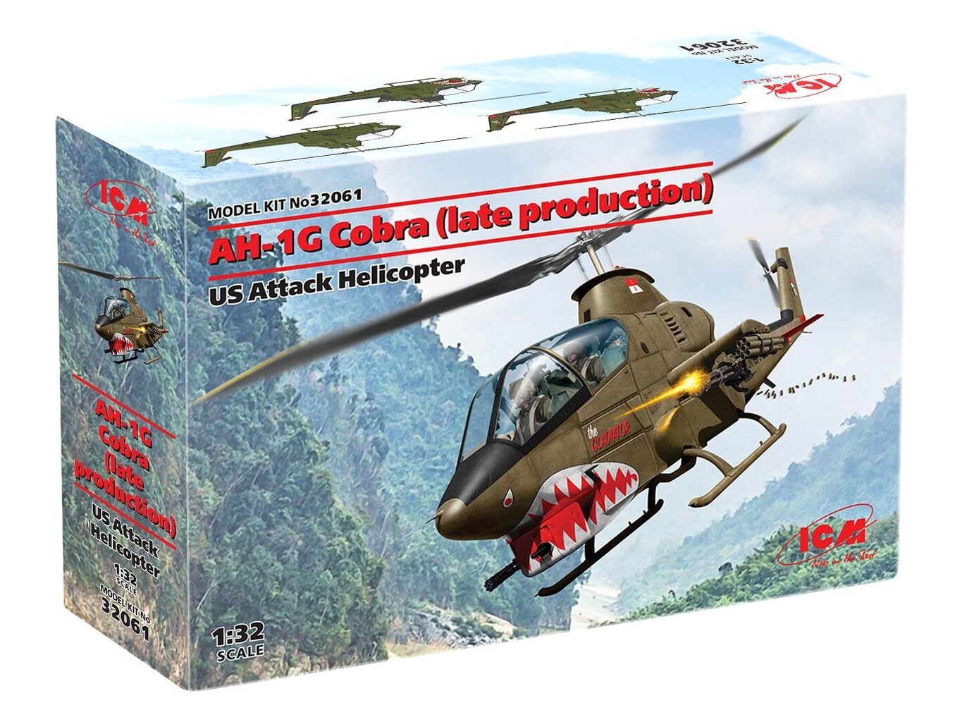 Liimattava malli ICM 32061 Amerikkalainen hyökkäyslentokone AH-1G Cobra (myöhemmin valmistettu) 1/32 hinta ja tiedot | Koottavat pienoismallit | hobbyhall.fi