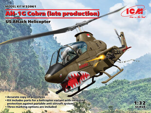 Liimattava malli ICM 32061 Amerikkalainen hyökkäyslentokone AH-1G Cobra (myöhemmin valmistettu) 1/32 hinta ja tiedot | Koottavat pienoismallit | hobbyhall.fi