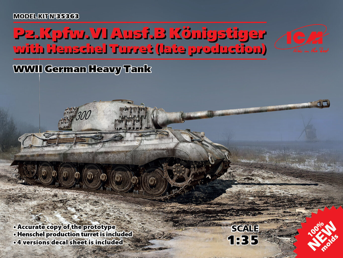 Liimattava malli ICM 35363 Saksalainen raskas panssarivaunu Pz.Kpfw.VI Ausf.B King Tiger/Henschel Turret 1/35 hinta ja tiedot | Koottavat pienoismallit | hobbyhall.fi