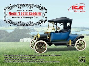 Kokoonpantava malli ICM 24001 Model T 1913 Roadster, American Passenger Car 1/24 hinta ja tiedot | Koottavat pienoismallit | hobbyhall.fi