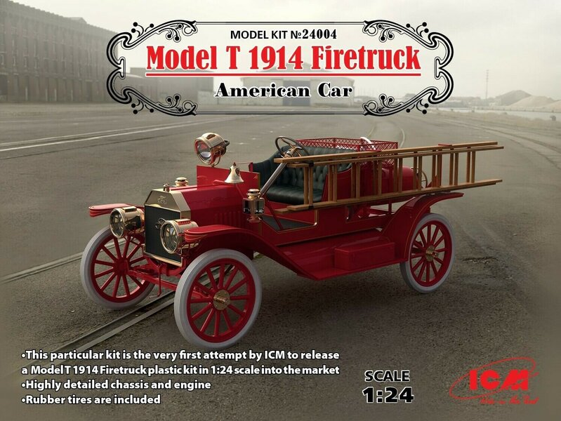 Kokoonpantava malli ICM 24004 Model T 1914 Firetruck, American Car 1/24