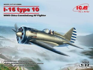 Kokoonpantava malli ICM 32006 I-16 type 10, WWII China Guomindang AF Fighter 1/32 hinta ja tiedot | ICM Urheilu ja vapaa-aika | hobbyhall.fi