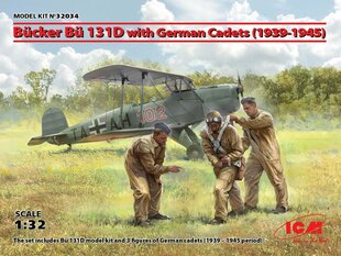 Kokoonpantava malli ICM 32034 Bücker Bü 131D with German Cadets (1939-1945) 1/32 hinta ja tiedot | Koottavat pienoismallit | hobbyhall.fi