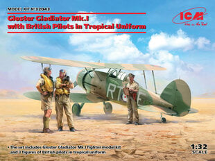 Kokoonpantava malli ICM 32043 Gloster Gladiator Mk.I with British Pilots in Tropical Uniform 1/32 hinta ja tiedot | Koottavat pienoismallit | hobbyhall.fi