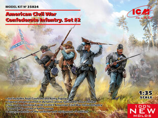 Kokoonpantava malli ICM 35024 American Civil War Confederate Infantry Set #2 1/35 hinta ja tiedot | Koottavat pienoismallit | hobbyhall.fi