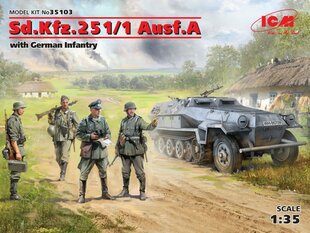 Koottava pienoismalli ICM 35103 Sd.Kfz.251/1 Ausf.A with German Infantry 1/35 hinta ja tiedot | Koottavat pienoismallit | hobbyhall.fi