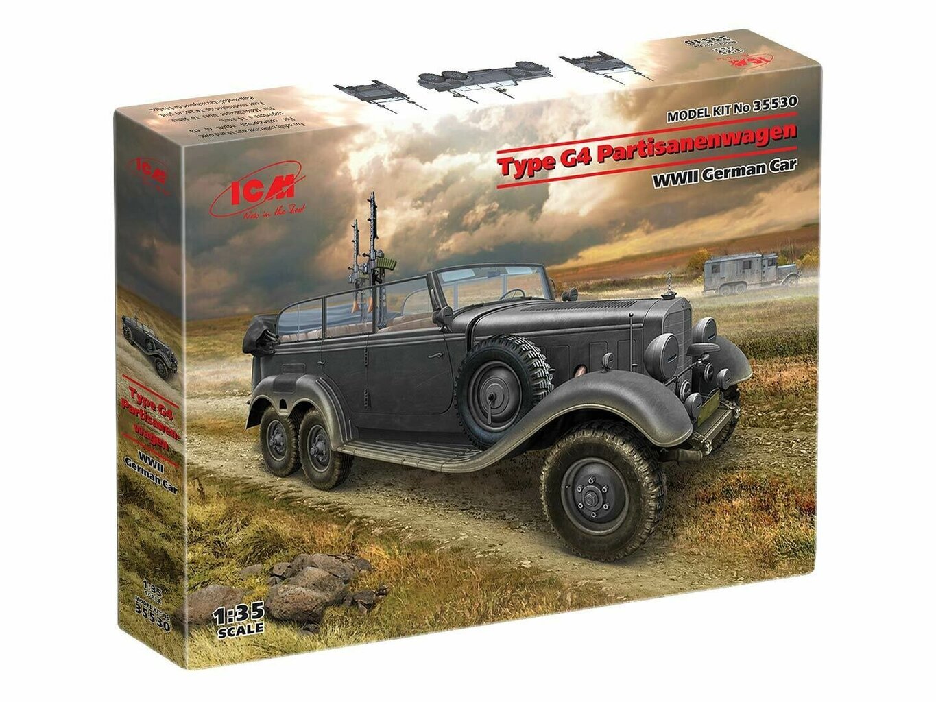 Kokoonpantava malli ICM 35530 G4 with armament, WWII German Car 1/35 hinta ja tiedot | Koottavat pienoismallit | hobbyhall.fi