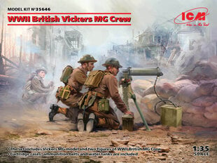 Kokoonpantava malli ICM 35646 WWII British Vickers MG Crew (Vickers MG & 2 figuuria) 1/35 hinta ja tiedot | Koottavat pienoismallit | hobbyhall.fi