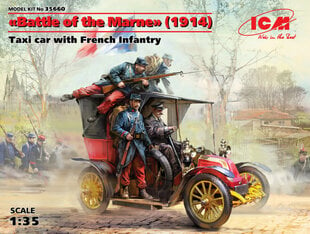 Kokoonpantava malli ICM 35660 Battle of the Marne" (1914), Taxi car with French Infantry 1/35 hinta ja tiedot | Koottavat pienoismallit | hobbyhall.fi