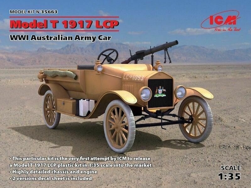 Kokoonpantava malli ICM 35663 Model T 1917 LCP, WWI Australian Army Car 1/35