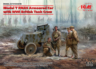 Kokoonpantava malli ICM 35670 Model T RNAS Armoured Car with WWI British Tank Crew 1/35 hinta ja tiedot | Koottavat pienoismallit | hobbyhall.fi