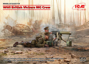 Kokoonpantava malli ICM 35713 WWI British Vickers MG Crew (Vickers MG & 2 figures) 1/35 hinta ja tiedot | Koottavat pienoismallit | hobbyhall.fi