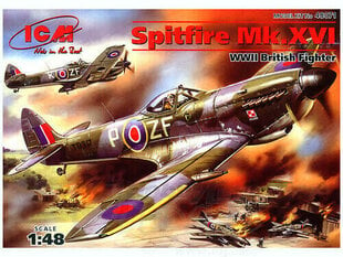 Kokoonpantava liimattava malli ICM 48071 Spitfire Mk.XVI, brittiläinen toisen maailmansodan hävittäjä 1/48 hinta ja tiedot | Koottavat pienoismallit | hobbyhall.fi