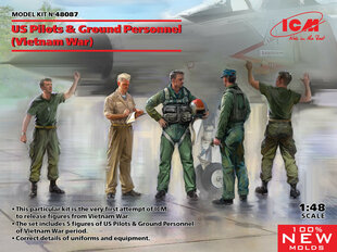 Kokoonpantava liimattava malli ICM 48087 US Pilots & Ground Personnel (Vietnamin sota) (5 numeroa) 1/48 hinta ja tiedot | Koottavat pienoismallit | hobbyhall.fi