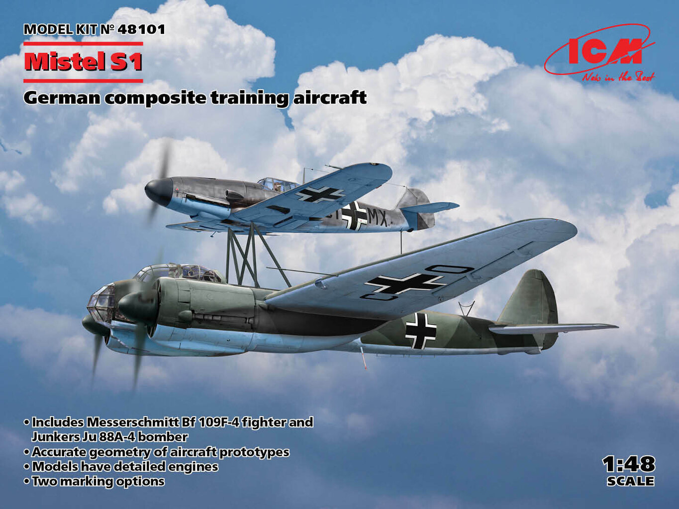 Kokoonpantava malli ICM 48101 Mistel S1, German composite training aircraft 1/48 hinta ja tiedot | Koottavat pienoismallit | hobbyhall.fi