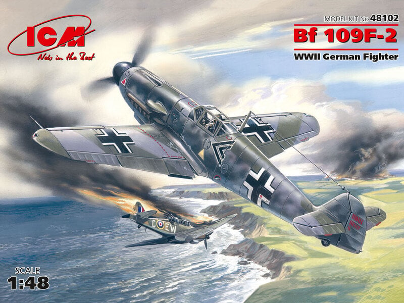 Kokoonpantava malli ICM 48102 Messerschmitt Bf 109F-2, WWII German Fighter 1/48