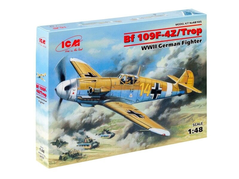 Kokoonpantava malli ICM 48105 Messerschmitt Bf 109F-4Z/Trop, WWII German Fighter 1/48