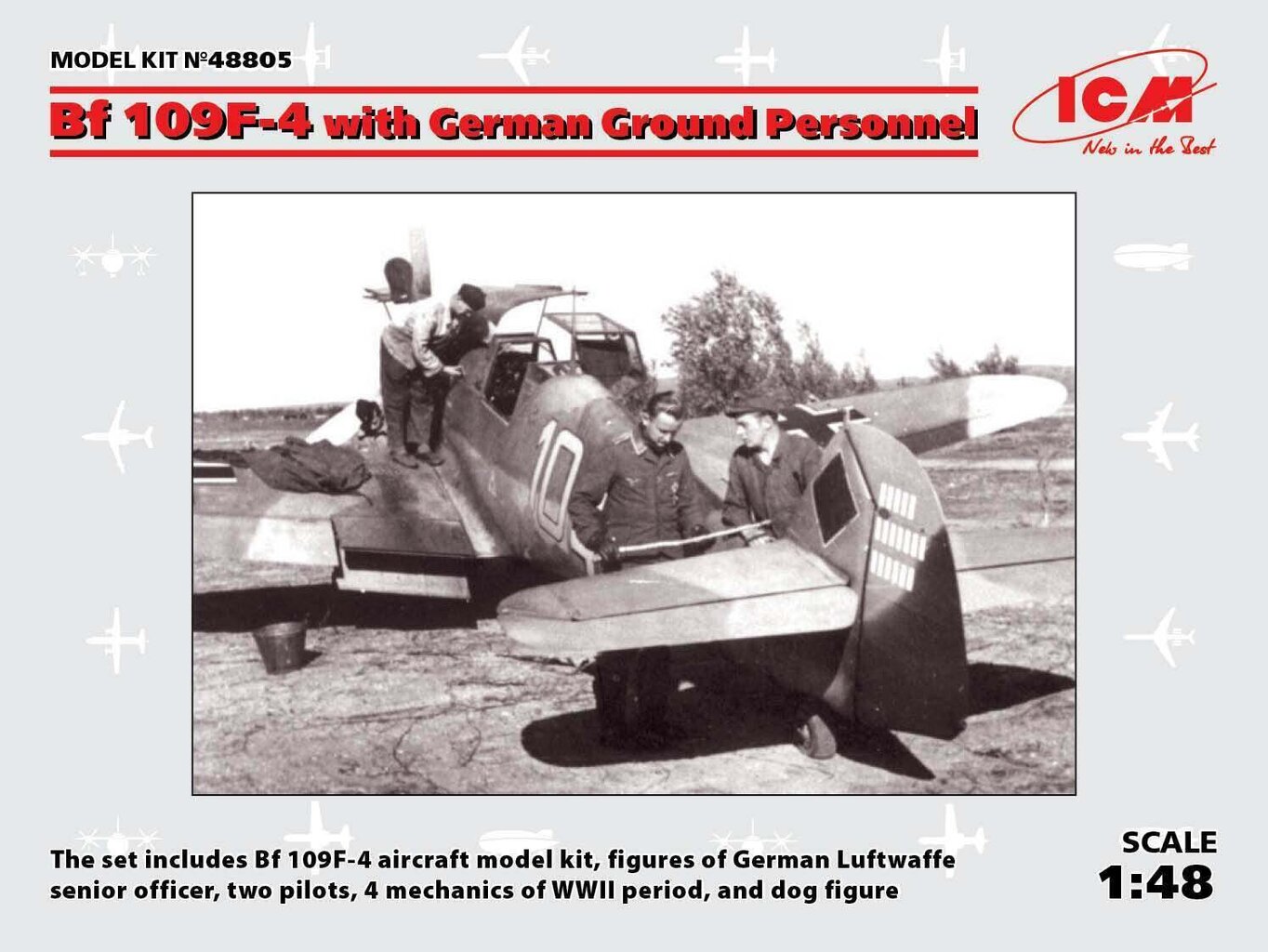 Kokoonpantava malli ICM 48805 Bf 109F-4 with German Ground Personnel 1/48 hinta ja tiedot | Koottavat pienoismallit | hobbyhall.fi