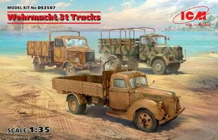 Liimattava malli ICM DS3507 Wehrmacht 3t Trucks (V3000S, KHD S3000, L3000S) 1/35 hinta ja tiedot | Koottavat pienoismallit | hobbyhall.fi