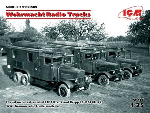 Liimattava malli ICM DS3509 Wehrmacht Radio Trucks (Henschel 33D1 Kfz.72, Krupp L3H163 Kfz.72) 1/35 hinta ja tiedot | Koottavat pienoismallit | hobbyhall.fi