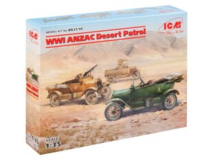 Liimattava malli ICM DS3510 WWI ANZAC Desert Patrol (malli T LCP, Utility, Touring) 1/35 hinta ja tiedot | Koottavat pienoismallit | hobbyhall.fi