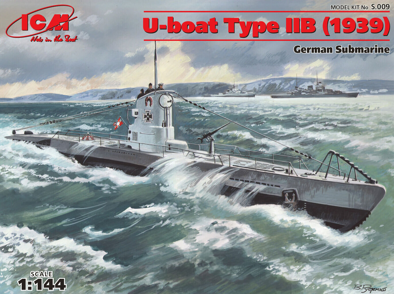 Liimattava malli ICM S.009 U-Boat Type IIB (1939), saksalainen sukellusvene 1/144 hinta ja tiedot | Koottavat pienoismallit | hobbyhall.fi
