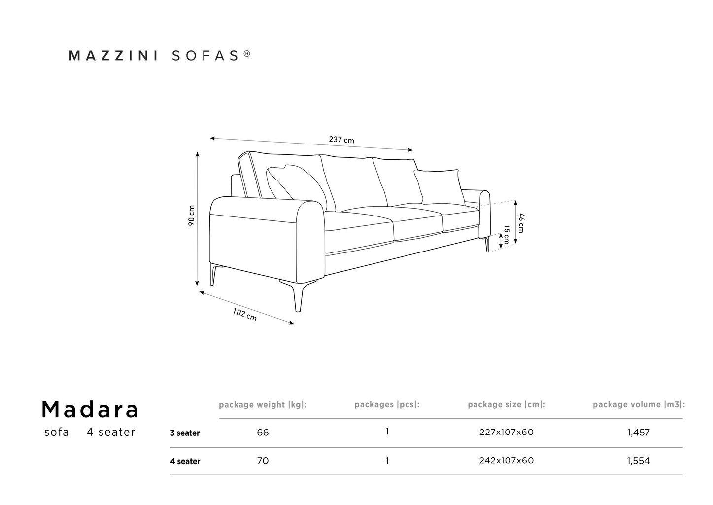 Neljän istuttava sohva Mazzini Sofas Madara, keltainen hinta ja tiedot | Sohvat ja vuodesohvat | hobbyhall.fi