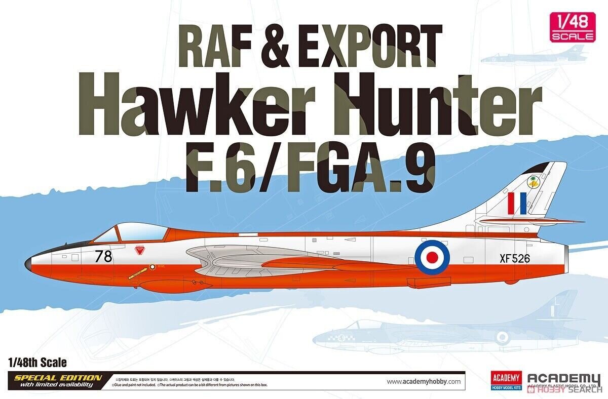Liimattava malli Academy 12312 RAF & Export Hawker Hunter F.6/FGA.9 1/48 hinta ja tiedot | Koottavat pienoismallit | hobbyhall.fi