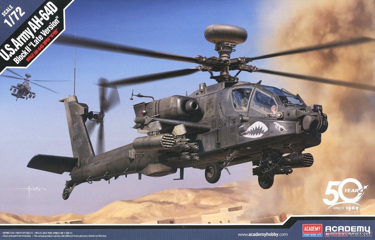 Liimattava malli Academy 12551 U.S.Army AH-64D Block II Late Version 1/72 hinta ja tiedot | Koottavat pienoismallit | hobbyhall.fi