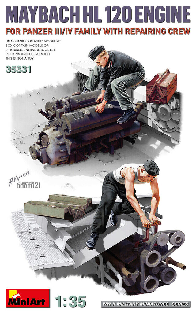 Liimattava malli MiniArt 35331 Maybach HL 120 Engine for Panzer III/IV Family w/Repair Crew 1/35 hinta ja tiedot | Koottavat pienoismallit | hobbyhall.fi