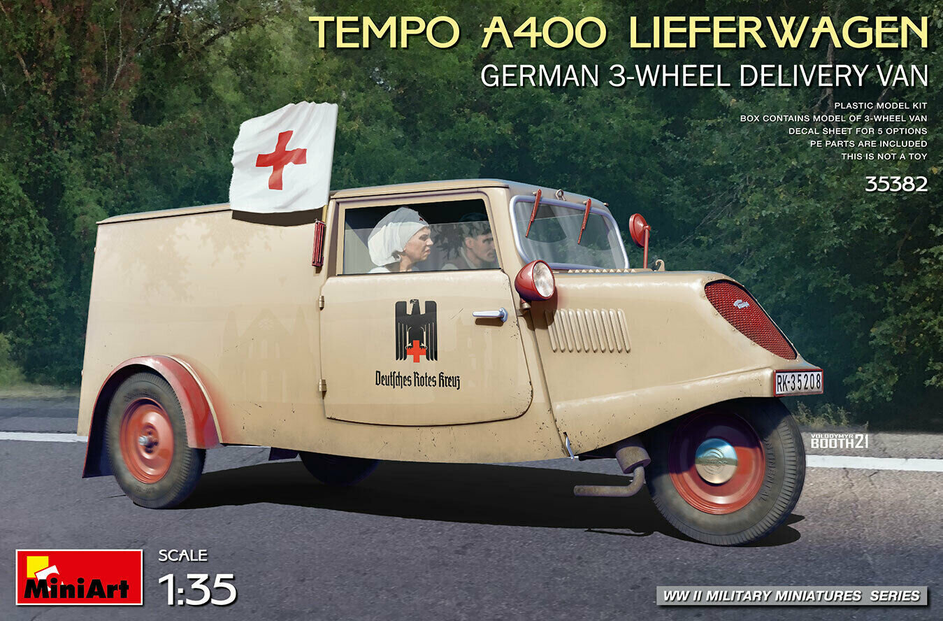 Liimattava malli MiniArt 35382 Tempo A400 Lieferwagen. German 3-Wheel Delivery Van 1/35 hinta ja tiedot | Koottavat pienoismallit | hobbyhall.fi