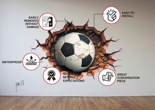 3D Jalkapallo Seinätarra - Poikien Huone Läpimurto Tarra - 80 x 55 cm hinta ja tiedot | Sisustustarrat | hobbyhall.fi