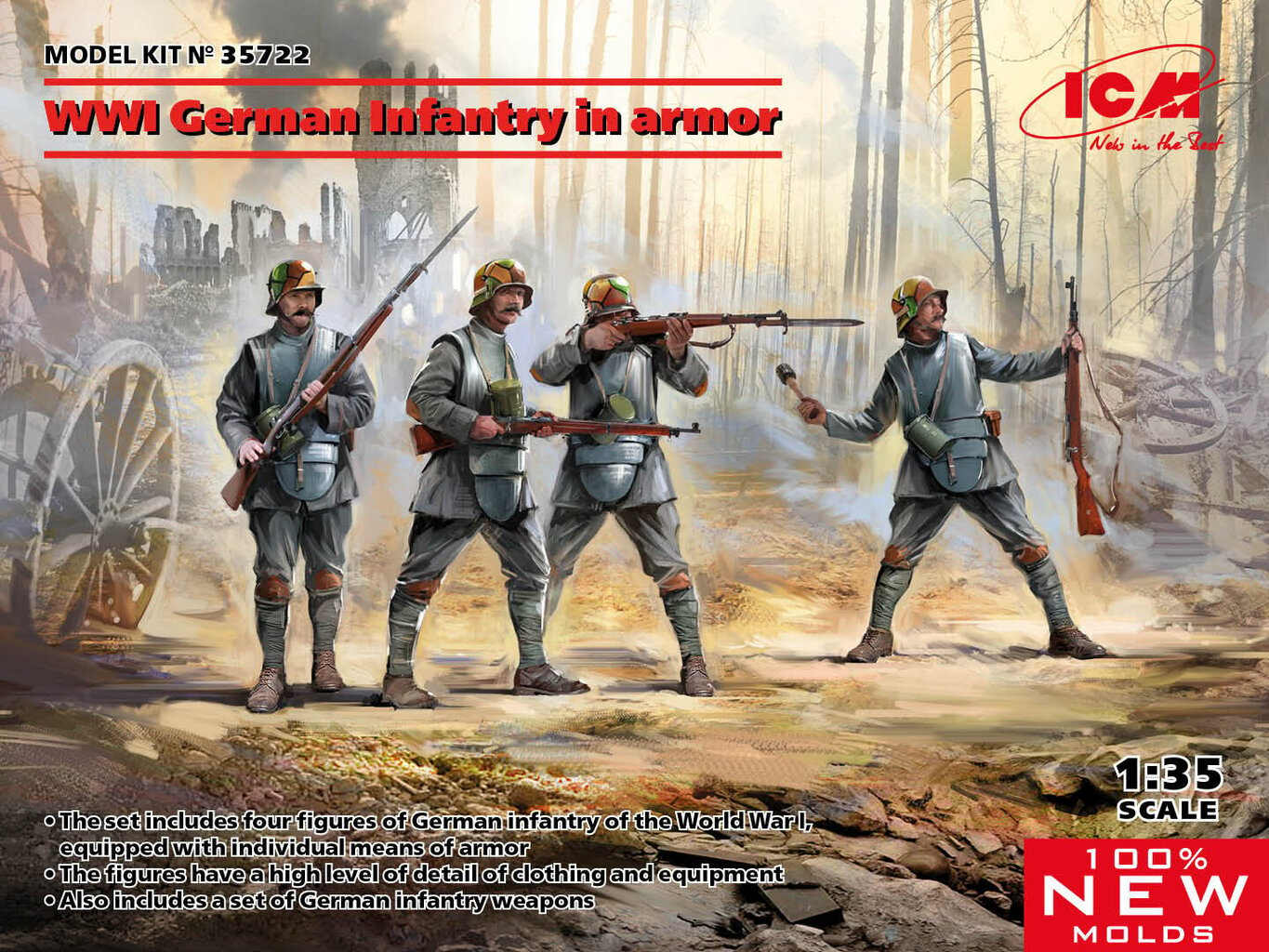 Liimattava malli ICM 35722 WWI German Infantry in аrmor 1/35 hinta ja tiedot | Koottavat pienoismallit | hobbyhall.fi