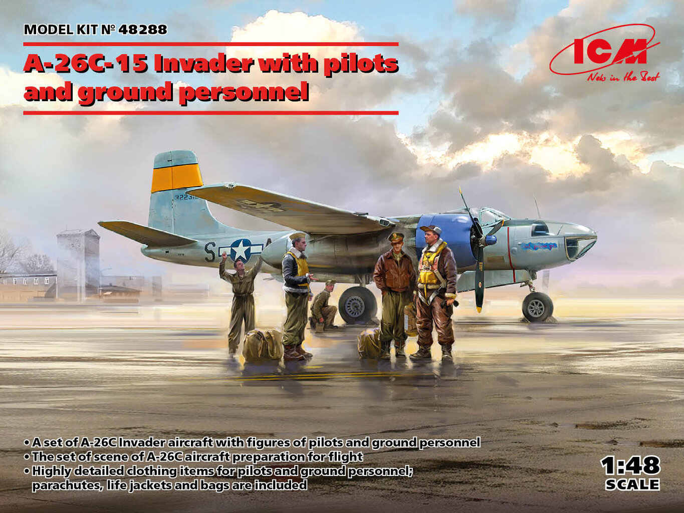 Liimattava malli ICM 48288 A-26C-15 Invader with pilots and ground personnel 1/48 hinta ja tiedot | Koottavat pienoismallit | hobbyhall.fi