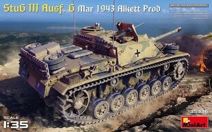 Malli MiniArt 35336 StuG III Ausf. G Mar 1943 Alkett Prod 1/35 hinta ja tiedot | MiniArt Urheilu ja vapaa-aika | hobbyhall.fi