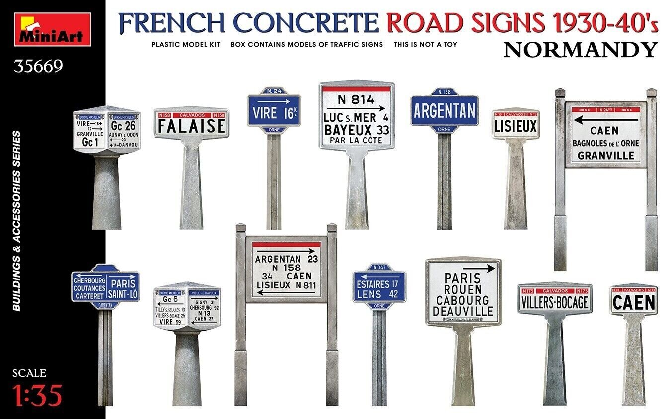 Liimattava malli MiniArt 35669 French Concrete Road Signs 1930-40's. Normandy 1/35 hinta ja tiedot | Koottavat pienoismallit | hobbyhall.fi
