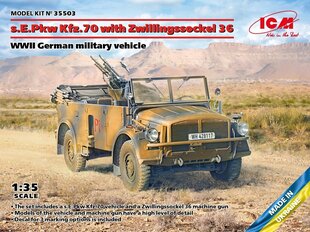 Liimattava malli ICM 35503 WWII German Military Vehicle s.E.Pkw Kfz.70 with Zwillingssockel 1/35 hinta ja tiedot | Koottavat pienoismallit | hobbyhall.fi