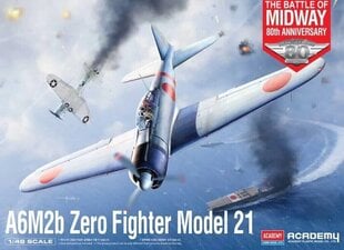 Liimattava malli Academy Hobby 12352 A6M2b Zero Fighter Model 21 "Battle of Midway" 1/48 hinta ja tiedot | Koottavat pienoismallit | hobbyhall.fi