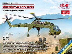 Liimattava malli ICM 53054 US Heavy Helicopter Sikorsky CH-54A Tarhe 1/35 hinta ja tiedot | Koottavat pienoismallit | hobbyhall.fi