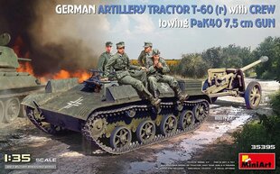Liimattava malli MiniArt 35395 German Artillery Tractor T-60 (r) with PaK40 Gun and Crew 1/35 hinta ja tiedot | MiniArt Vapaa-ajan pelit ja askartelu | hobbyhall.fi